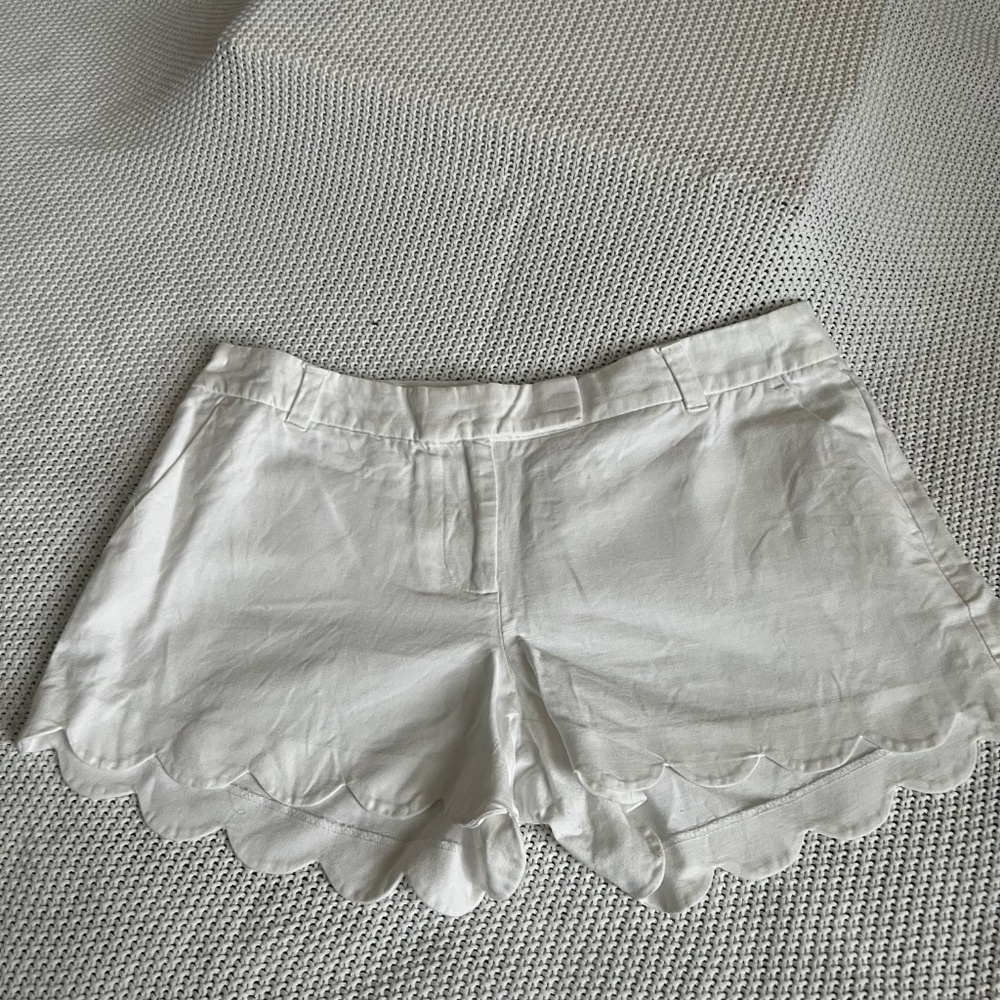 J.Crew White Linen blend  Mini Scallop Hem Shorts